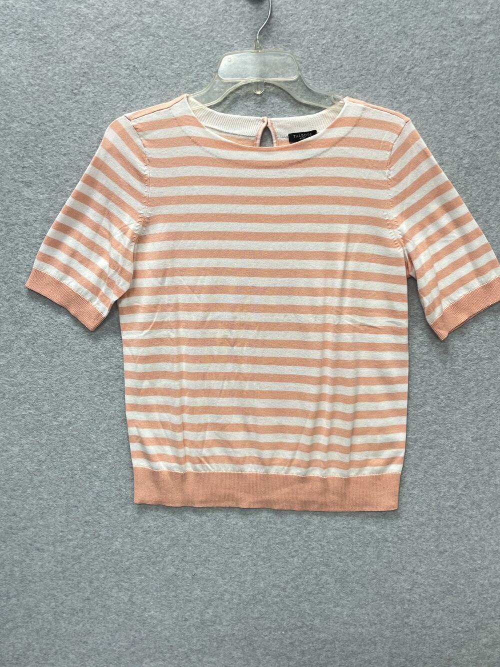 Talbots Short Sleeve Stripe Summer Sweater Women's Size PM Medium Petite